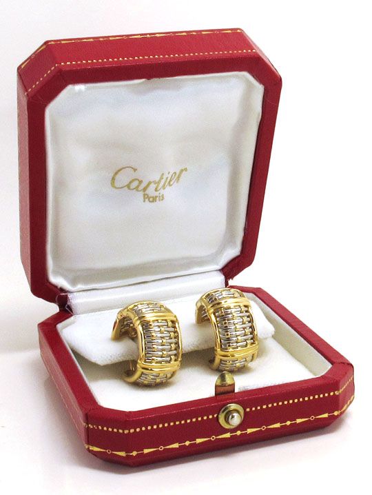 Foto 4 - Original Cartier Ohrringe Vision Brillanten Stahl-Gold, R5155