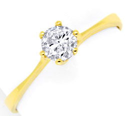 Foto 1 - Brillant-Diamant-Solitär Halbkaräter Krappen Gold-Ring, S2469