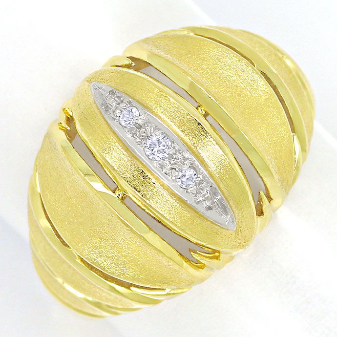 Foto 2 - Breiter Gelbgoldring mit Diamanten im Weißgoldstreifen, S9853